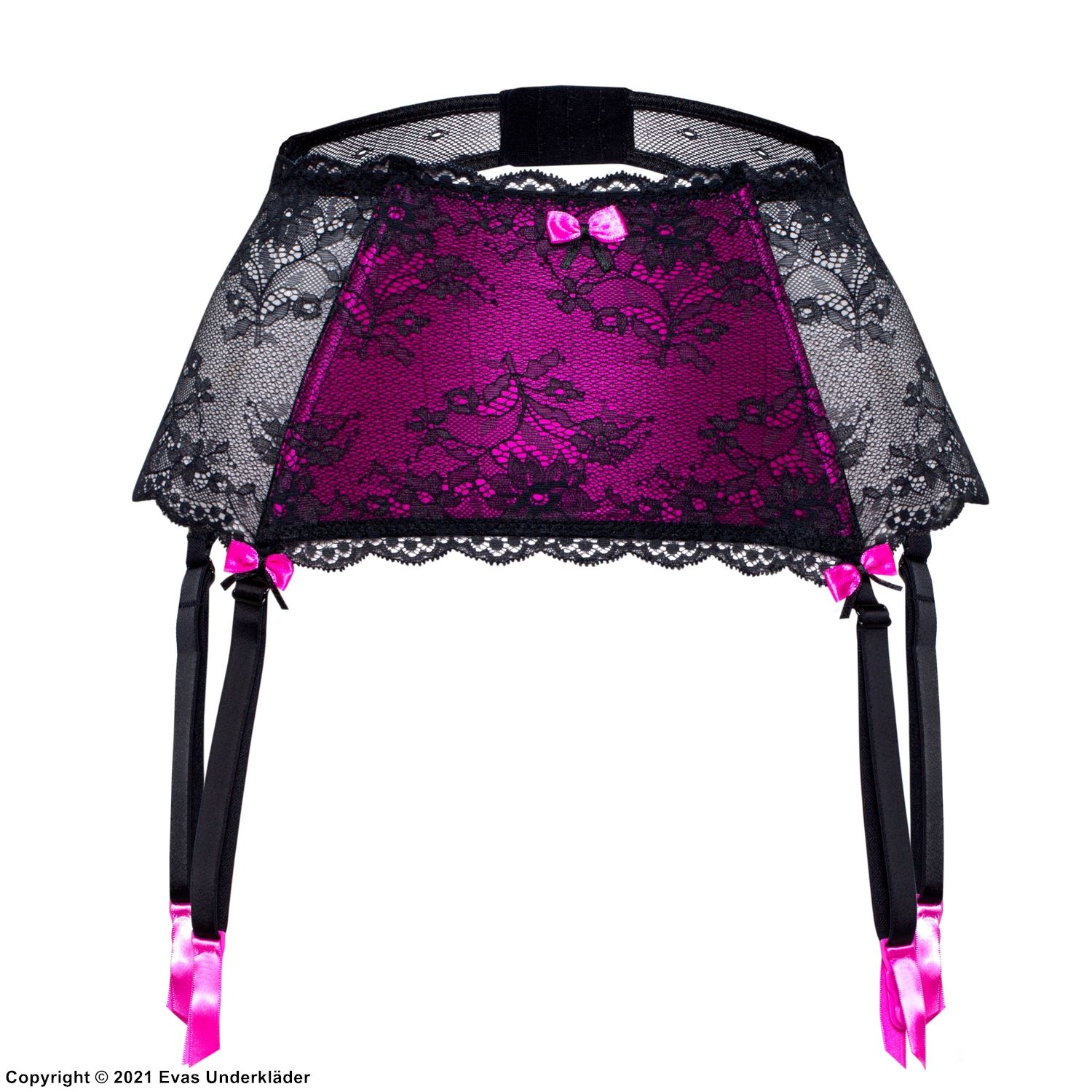 Romantic garter belt, floral lace, bows